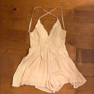 Peach lace romper